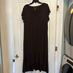 Style & Co. Brown High Low Dress with Ruffle Sleeves Size 2X